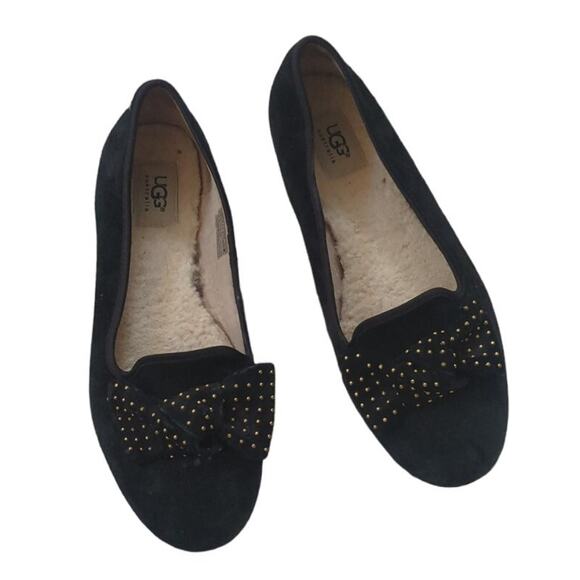 UGG Bow suede slippers with gold details - Picture 1 of 4